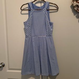 Blue/White Keyhole back Dress